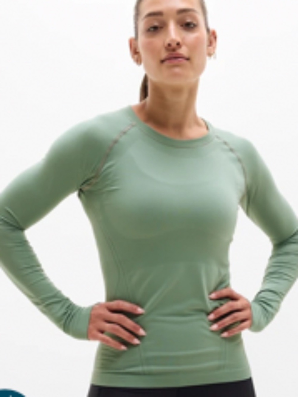 NWT Athleta Momentum Seamless Long Sleeve Top - Color: Agave - Size Small